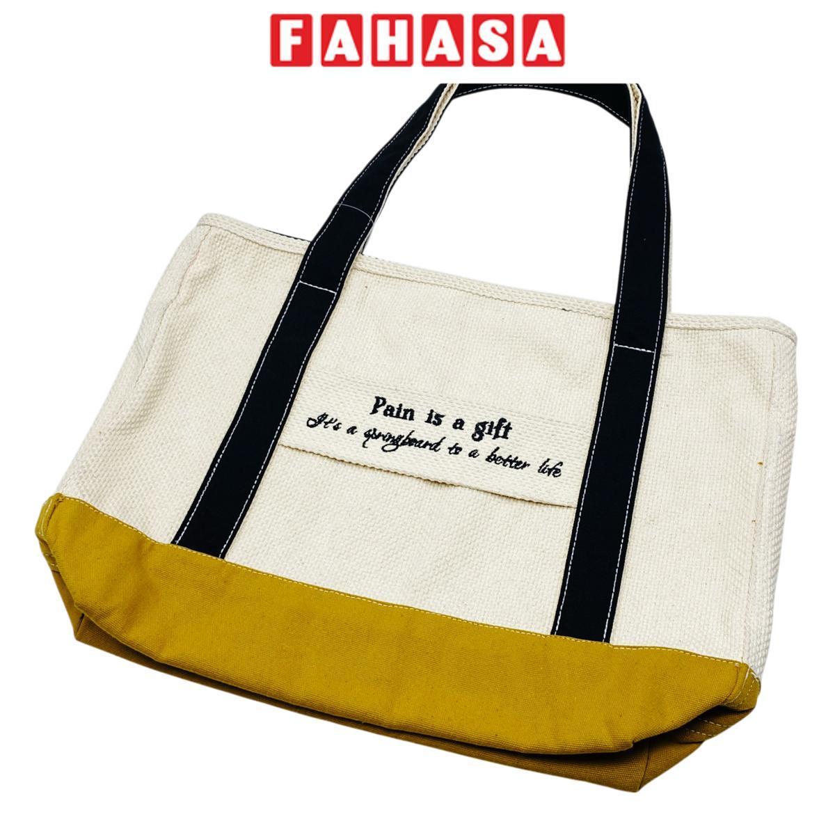 Túi Vải Tote Thêu Chữ - Size M - Saigon ZeroWaste - Mẫu 1 (Slogan Ngẫu Nhiên)