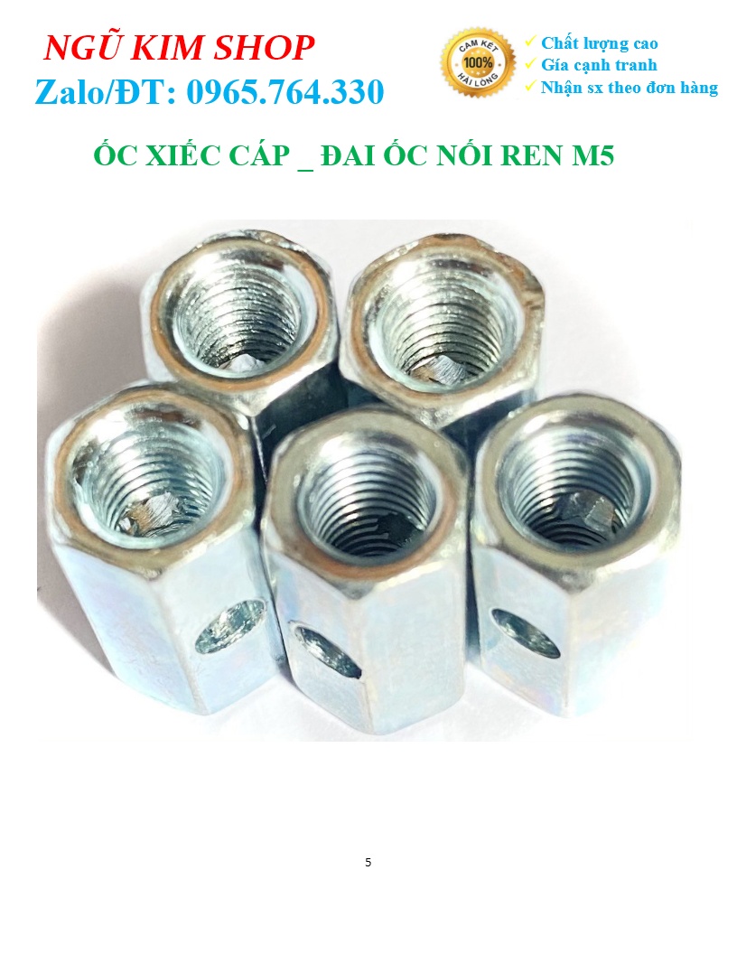 ỐC XIẾC CÁP _ ĐAI ỐC NỐI REN M5