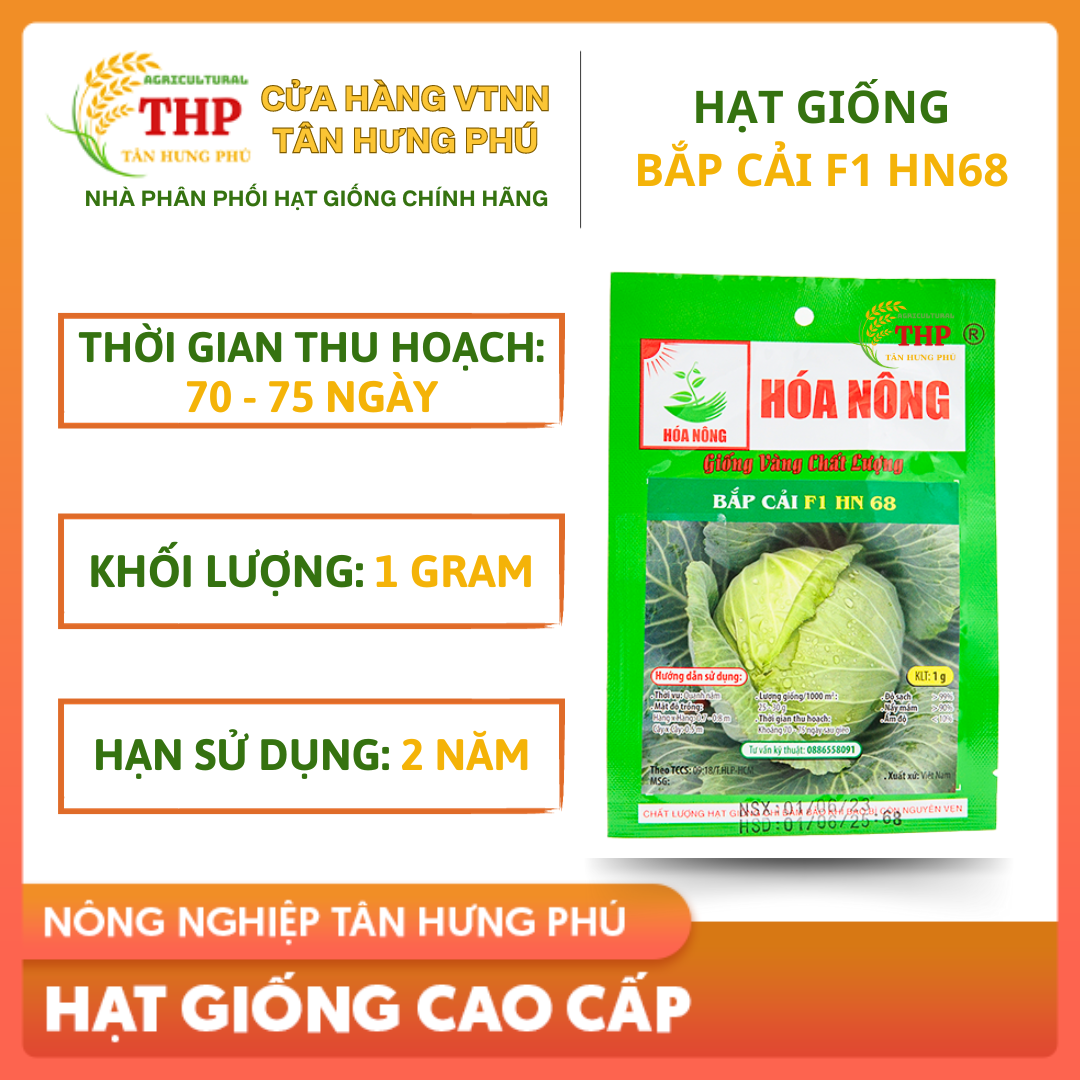 Hạt Giống Bắp Cải F1 HN68 | Hạt Giống | Gói 1Gram