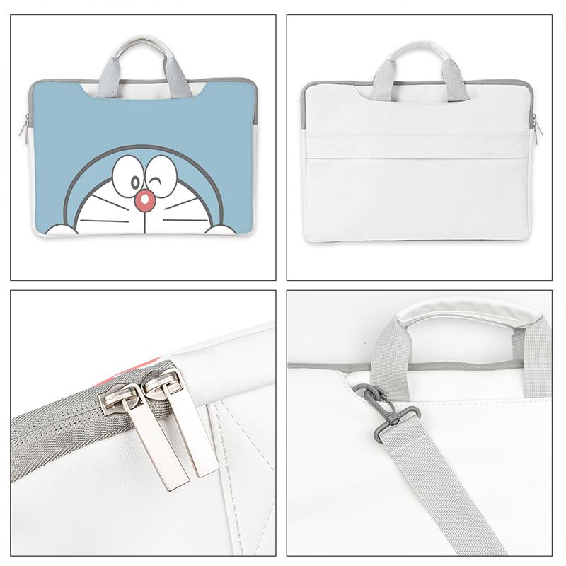 Doraemon Túi Laptop 13.3 14 15.6 17.6 Inch Ốp Lưng Da PU Chống Thấm Nước Sứ Giả Túi Có Dây Đeo Mang Theo Túi 2021