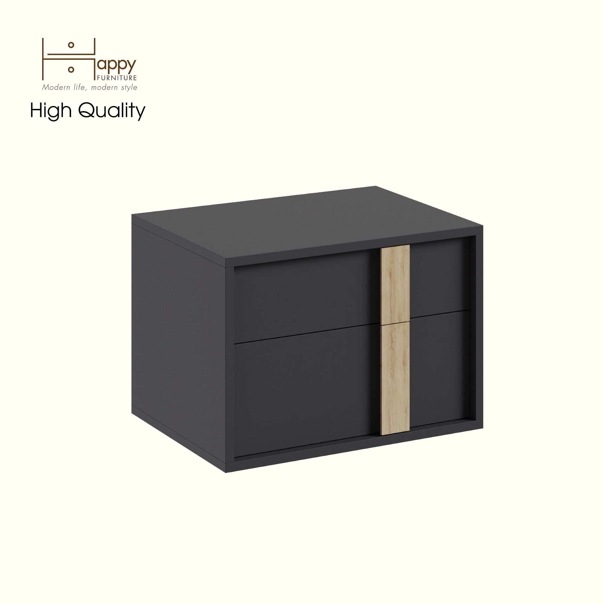 HAPPY FURNITURE , Táp đầu giường 2 ngăn kéo - SPACE, THK_280 , 54cm x 40cm x 38cm DxRxC