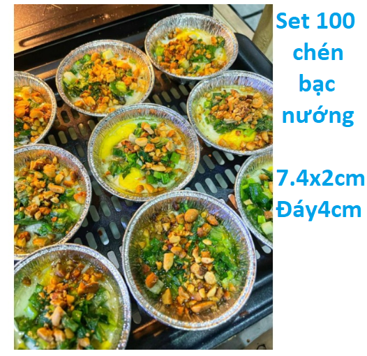 Set 100 cốc, chén, khuôn giấy bạc nướng hàu, bánh, tart trứng siêu tiện lợi GD603-ChenBac100