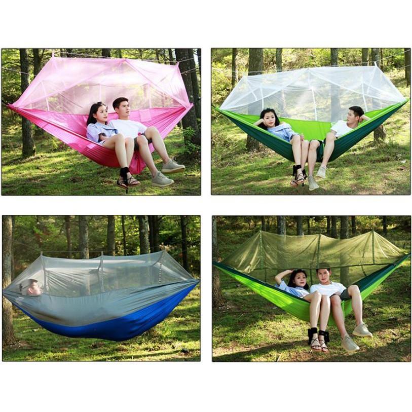 Võng du lịch có mùng HomeCarpet sợi Poyester cao cấp