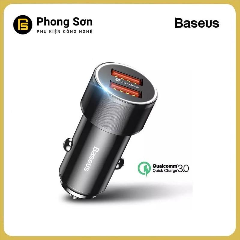 Tẩu sạc nhanh đa năng trên ô tô 2 Cổng USB nhãn hiệu Baseus BSC-C15K, công suất 36W Quick charge 3.0 ( Màu đen) - Hàng Chính Hãng