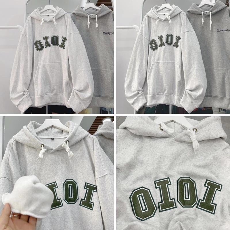 Áo Hoodie Nỉ Bông Unisex OIOI màu XÁM Nam nữ unisex ÁO KHOÁC HOODIE Jaystoree