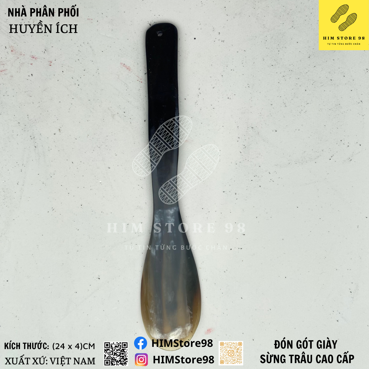 Cây xỏ giày HIM STORE 98 làm từ sừng trâu nguyên chiếc dài 24cm - loại 2