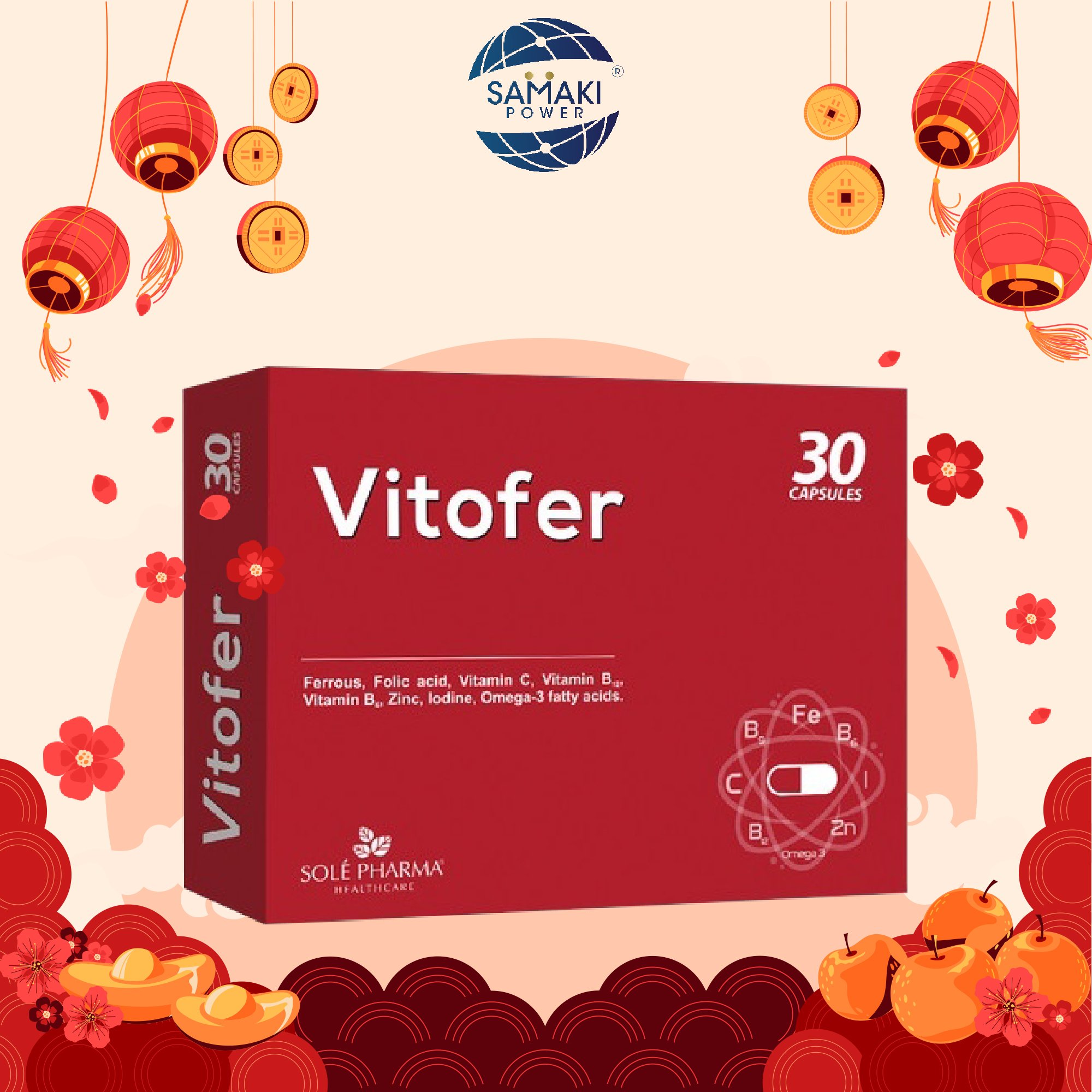 Vitofer viên uống bổ sung sắt cho bà bầu - Hộp 2 vỉ x 15 viên