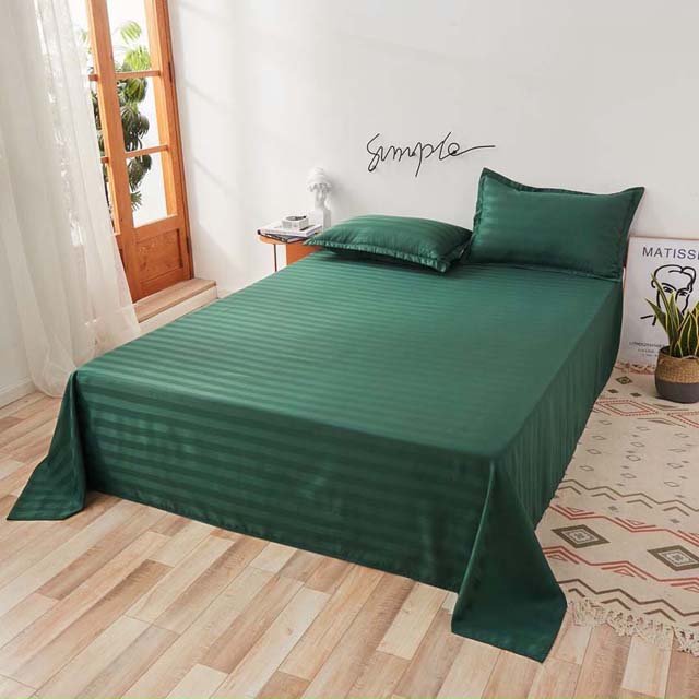 Bộ Ga Gối Cotton Kẻ 3F Lidaco Chuyên Dụng Cho Homestay, Khách Sạn - Xanh Lá