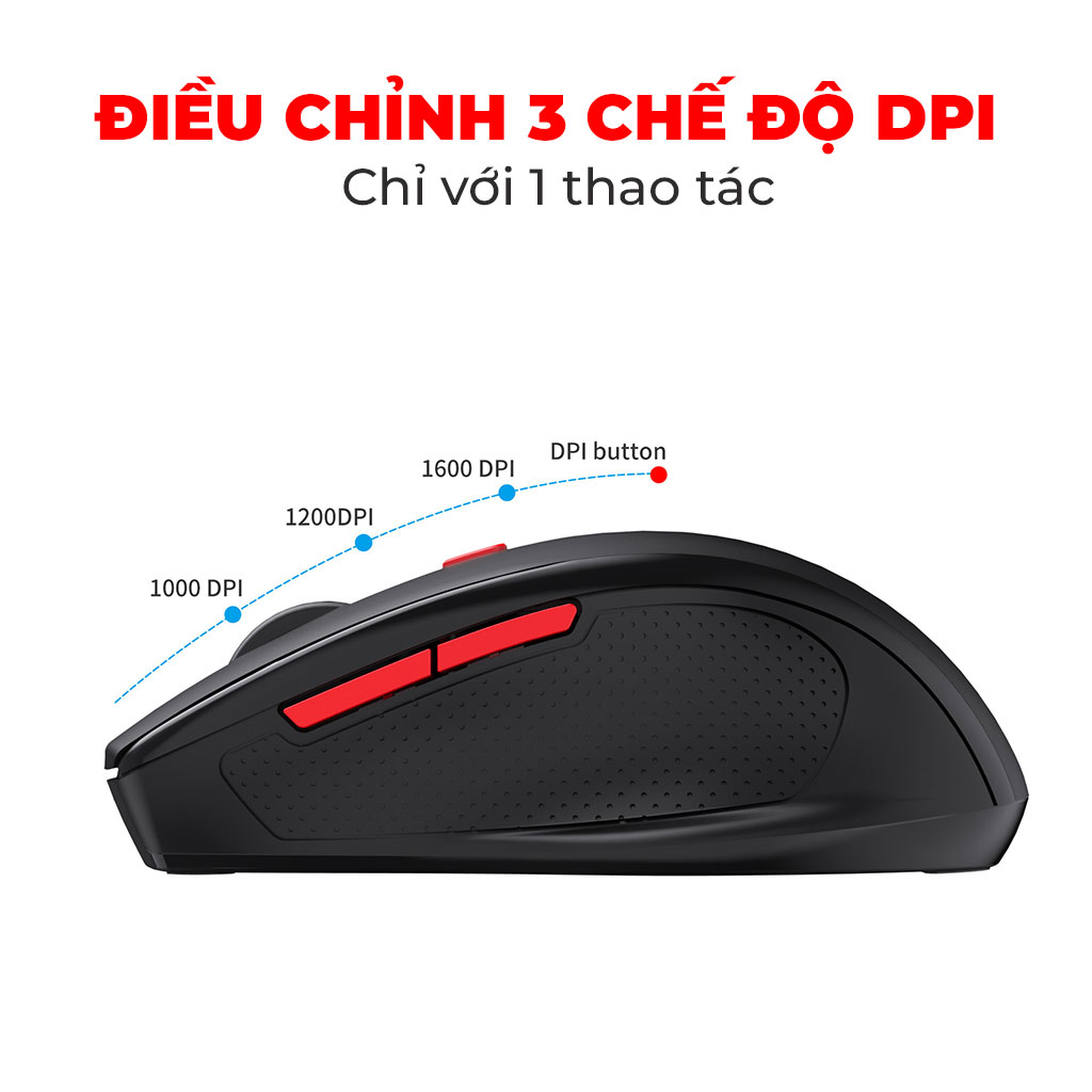 Chuột không dây HXSJ T67 6 nút cầm tay công thái học dùng cho văn phòng chơi game chuyên nghiệp - hàng chính hãng