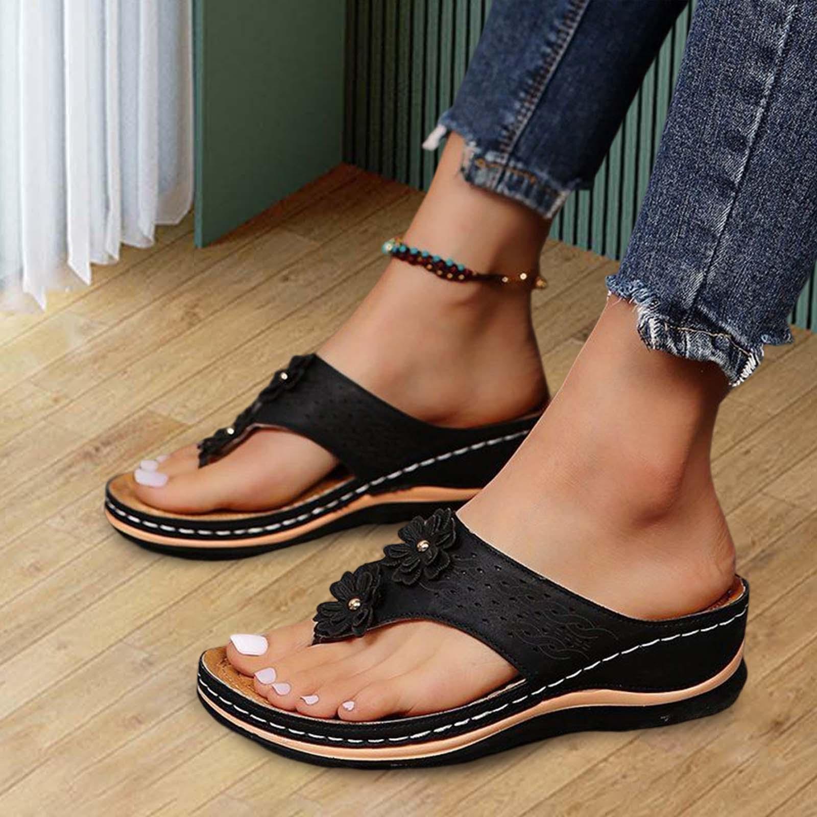 Women Sandals Ladies Anti Slip Casual Soft Flat Slippers Open Toe Flat Shoes