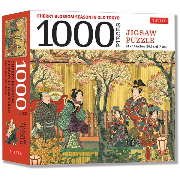 Cherry Blossom Season In Old Tokyo- 1000 Piece Jigsaw Puzzle: Woodblock Print By Utagawa Kunisada