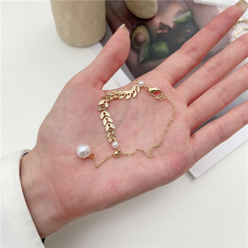 Korean Wheat Ear Pearl Bracelet Female Simple Temperament Adjustable Friendship Bracelet for Women