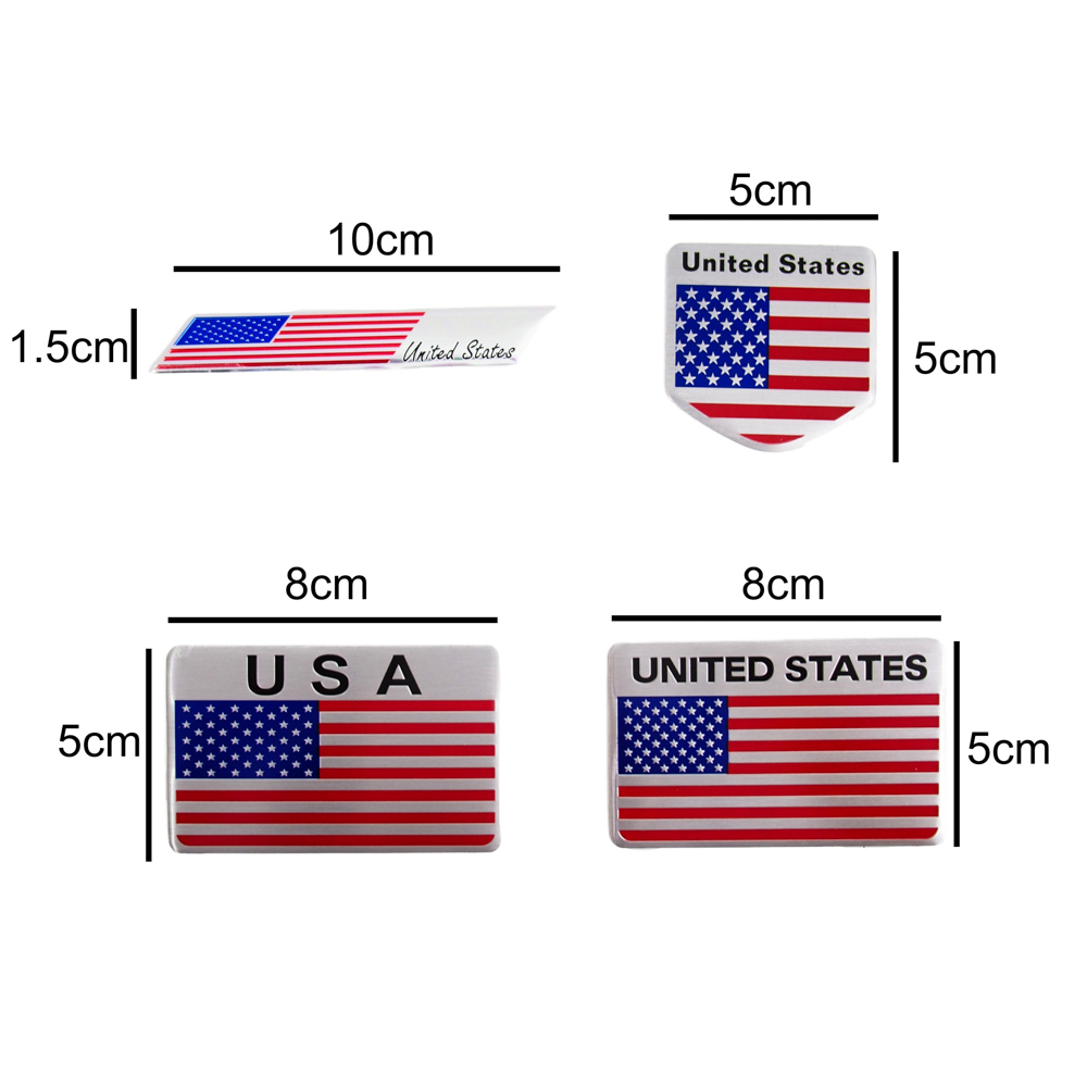 Sticker hình dán metal Cờ Mỹ - Miếng lẻ hcn UNITED STATES