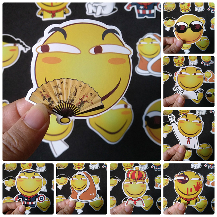 Bộ Sticker dán cao cấp chủ đề MẶT CƯỜI EMOJI - Dùng dán Xe, dán mũ bảo hiểm, dán Laptop...