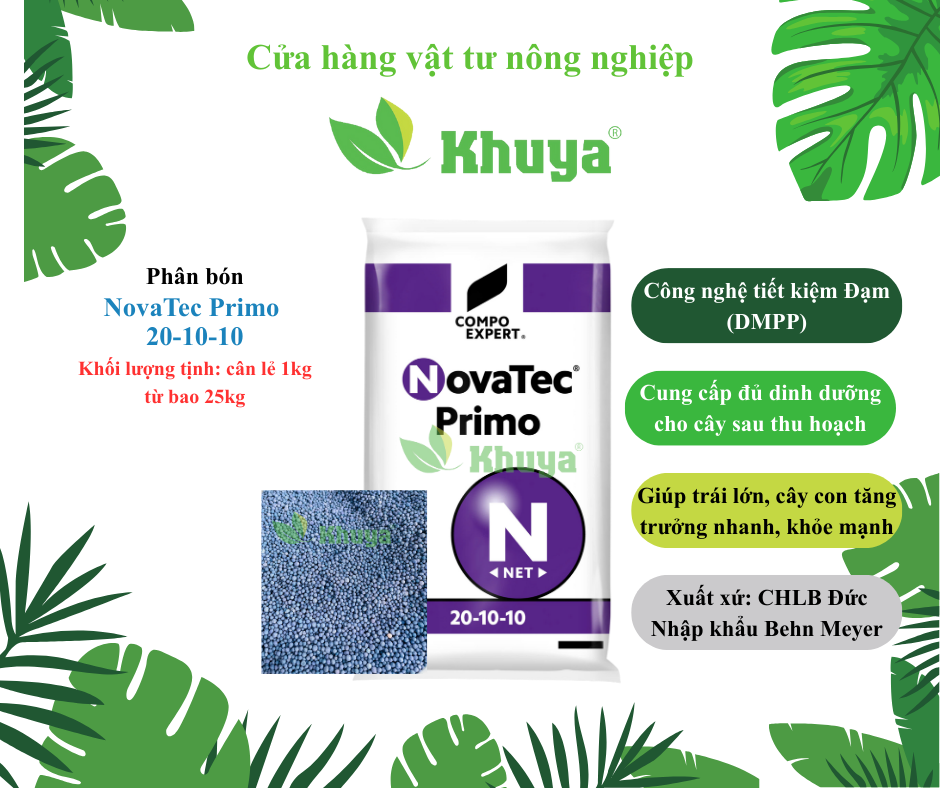 1kg cân lẻ Phân bón hỗn hợp NPK NovaTec Primo 20-10-10 Behn Meyer hạt Tím