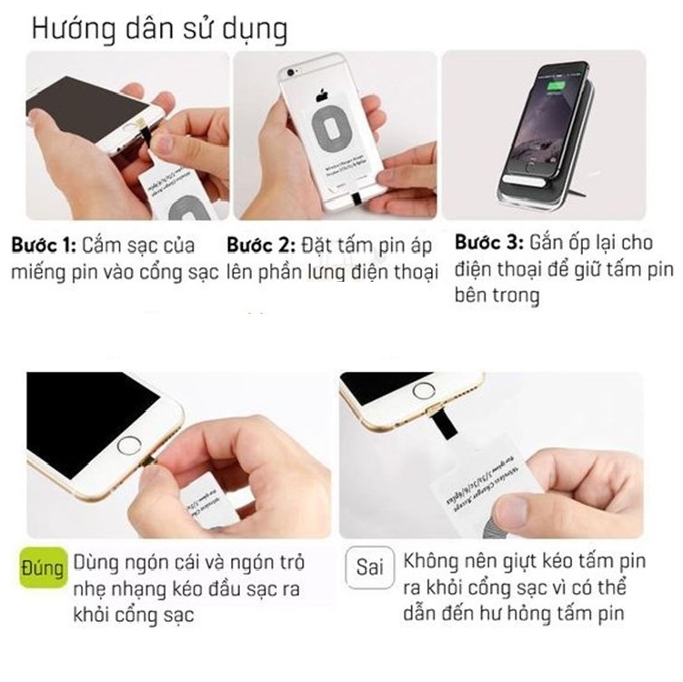 Tấm thu sạc không dây dành cho IPHONE 5/6/7