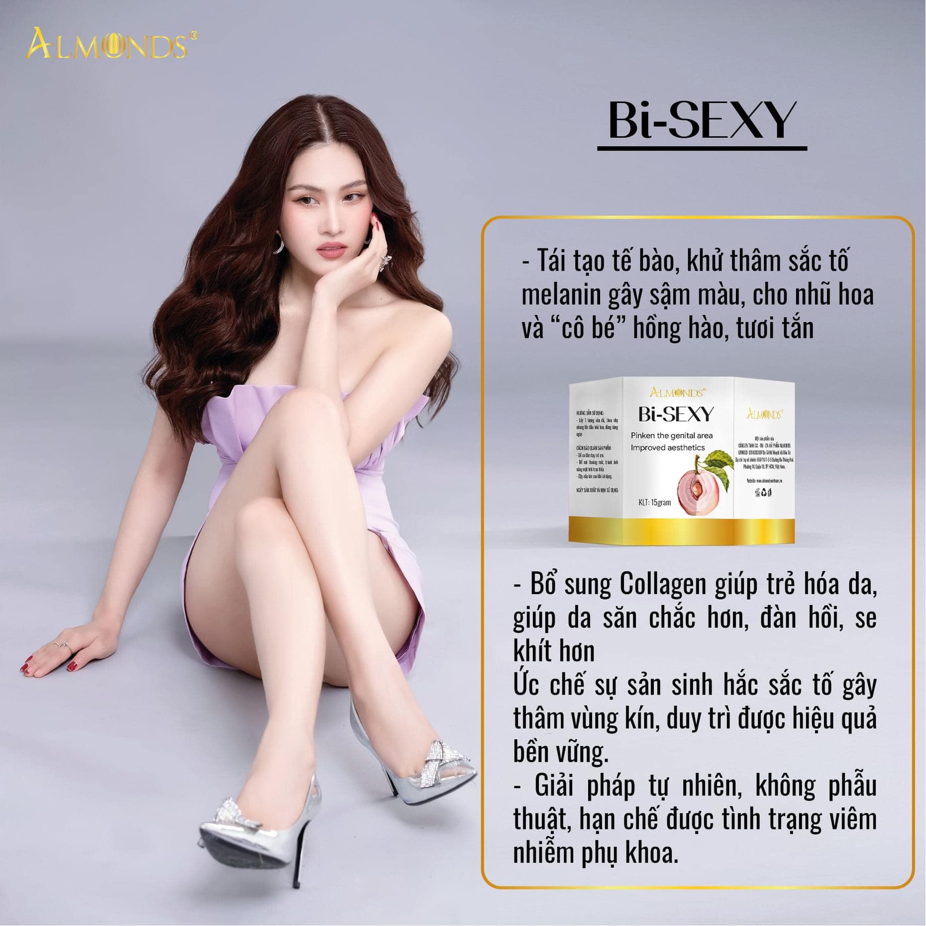 Kem làm hồng vùng kín bẹn nách Almonds Bi-sexy 15g