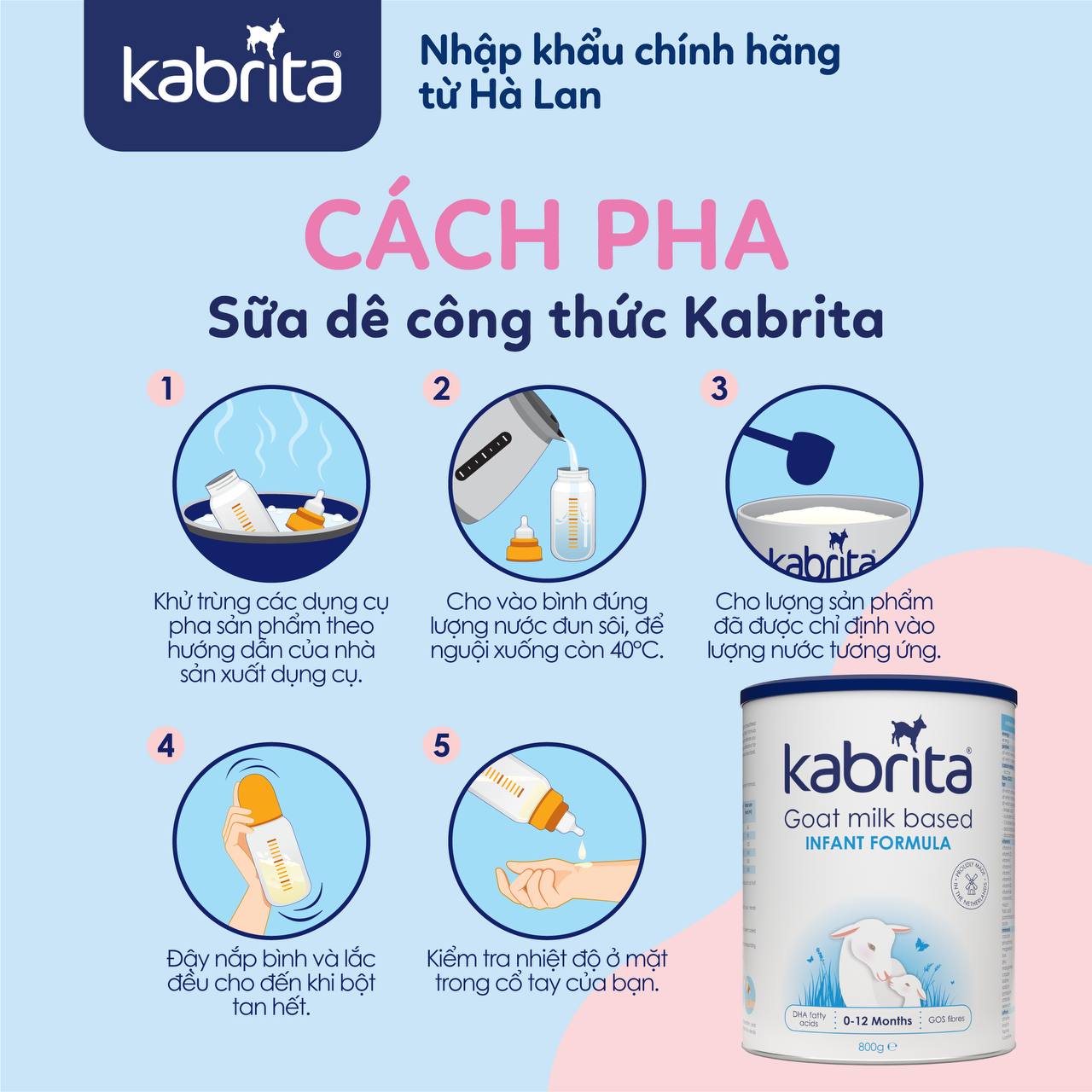 Sữa dê Kabrita số 2 cho trẻ từ 12- 24 tháng - Lon 800g