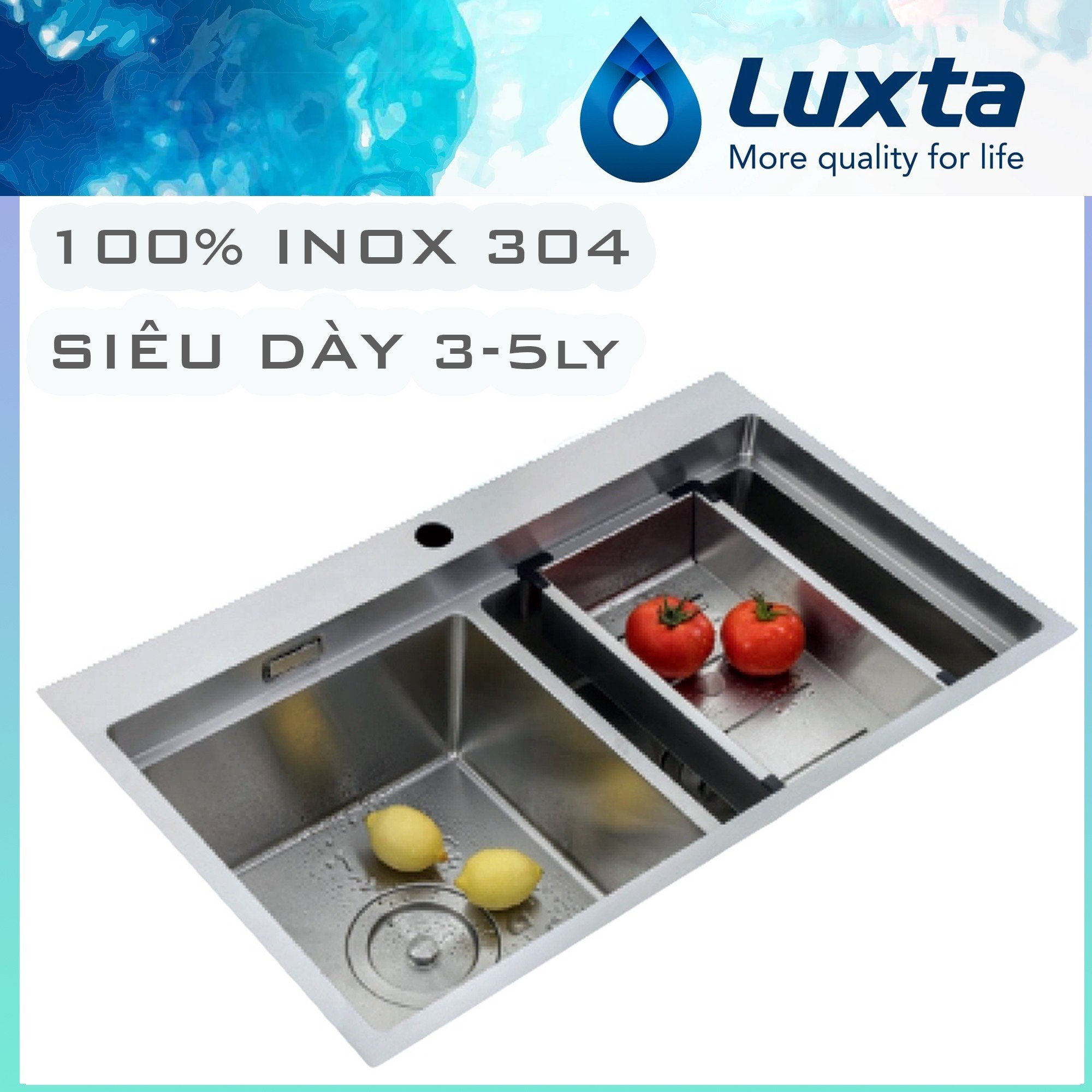 Chậu Rửa Bát Chính Hãng LUXTA LC8049 Dày 3-5 Ly INOX 304 CHỐNG GỈ SÉT