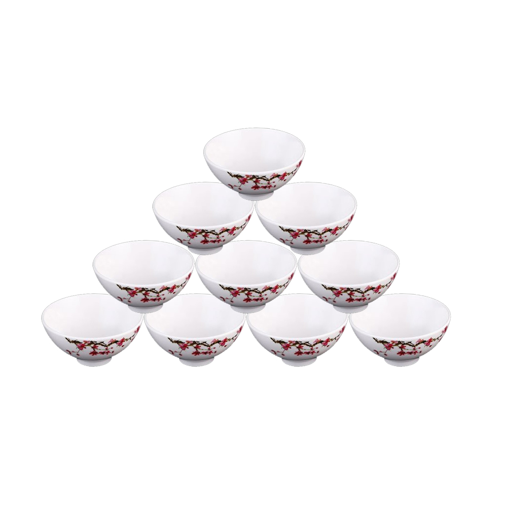 Bộ 10 Chén (Bát) cơm trơn An Toàn Sức Khỏe Nhựa Xanh Melamine AC06 SA