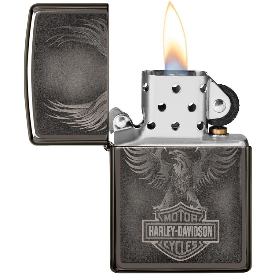 Bật Lửa Zippo 49044 – Zippo Harley-Davidson Bar &amp; Shield Logo Black Ice