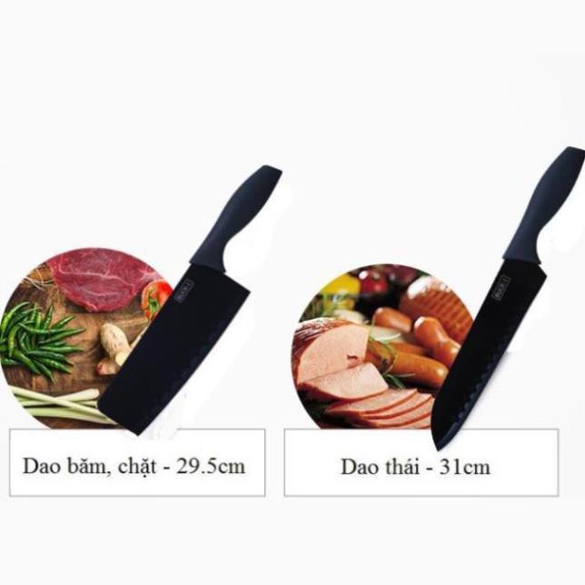 BỘ DAO NHÀ BẾP 5 MÓN ĐEN CAO CẤP BUCK