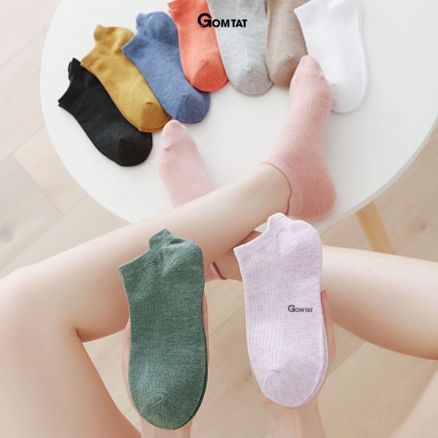 Set 10 đôi Tất cổ ngắn nam nữ chất liệu cotton cao cấp, vớ cổ thấp unisex mềm mại thoáng mát, êm chân - CB025