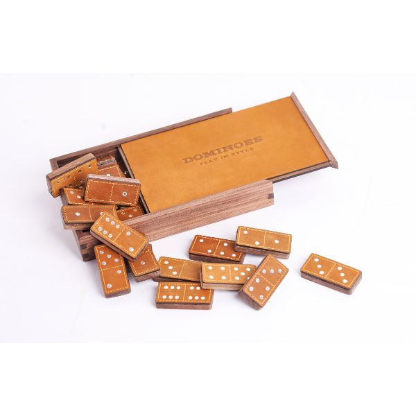 Cờ Domino Gỗ Walnut Kết Hợp Da Bò Sáp Cao Cấp - The Craft House