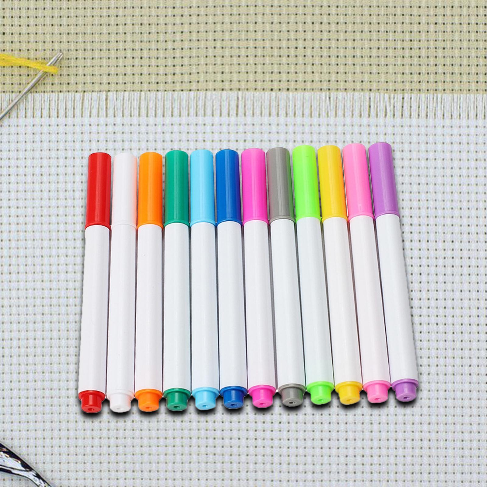 12Pcs Disappearing Ink Fabric Marker Pen Vanishing Air Water Erasable Pen for Sewing Creating Washable Art and Lettering,Temporary Marking