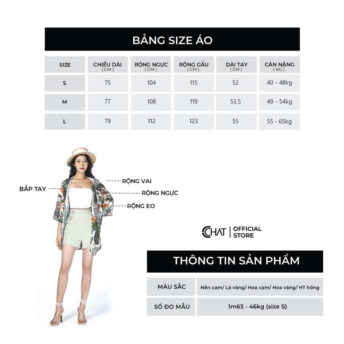 Áo Khoác Nữ CCHAT Kimono Chất Voan Mềm Mại Phong Cách Trẻ Trung Năng Động 92ADV4001ST