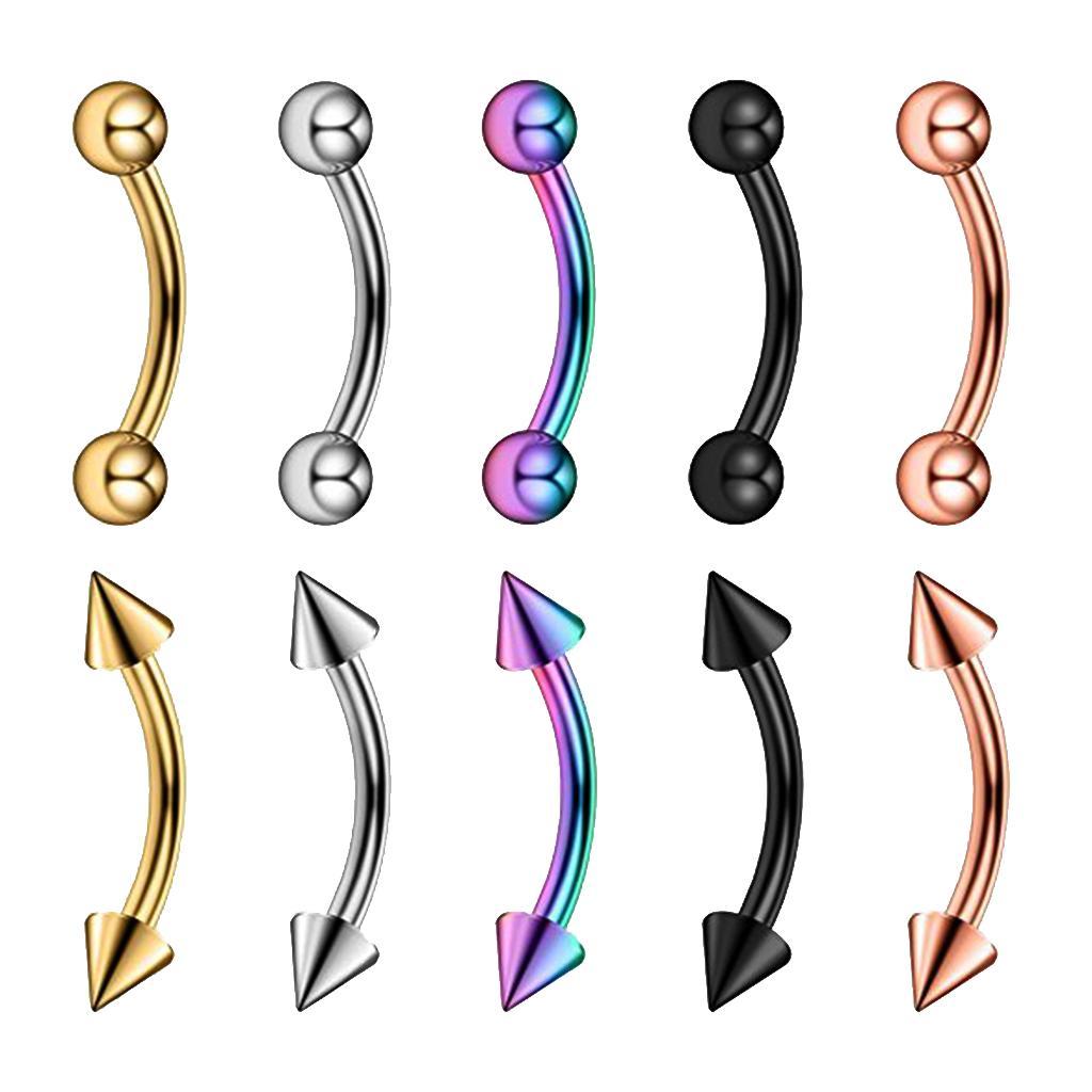 2-7pack 10Pcs 16G Stainless Steel Eyebrow Ear Lip Navel Ring Piercing Jewelry
