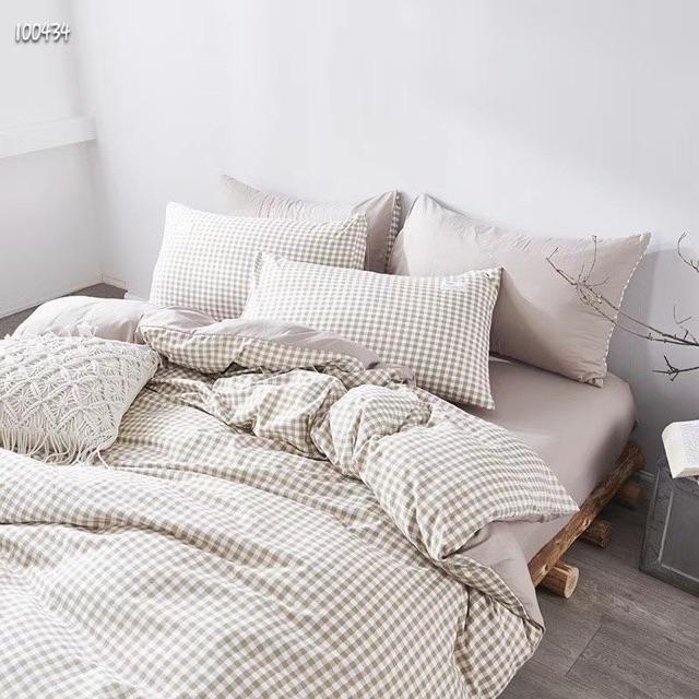 Set Ga Gối Cotton Tici Kẻ Hàng Nhập Khẩu Cao Cấp 4 Món