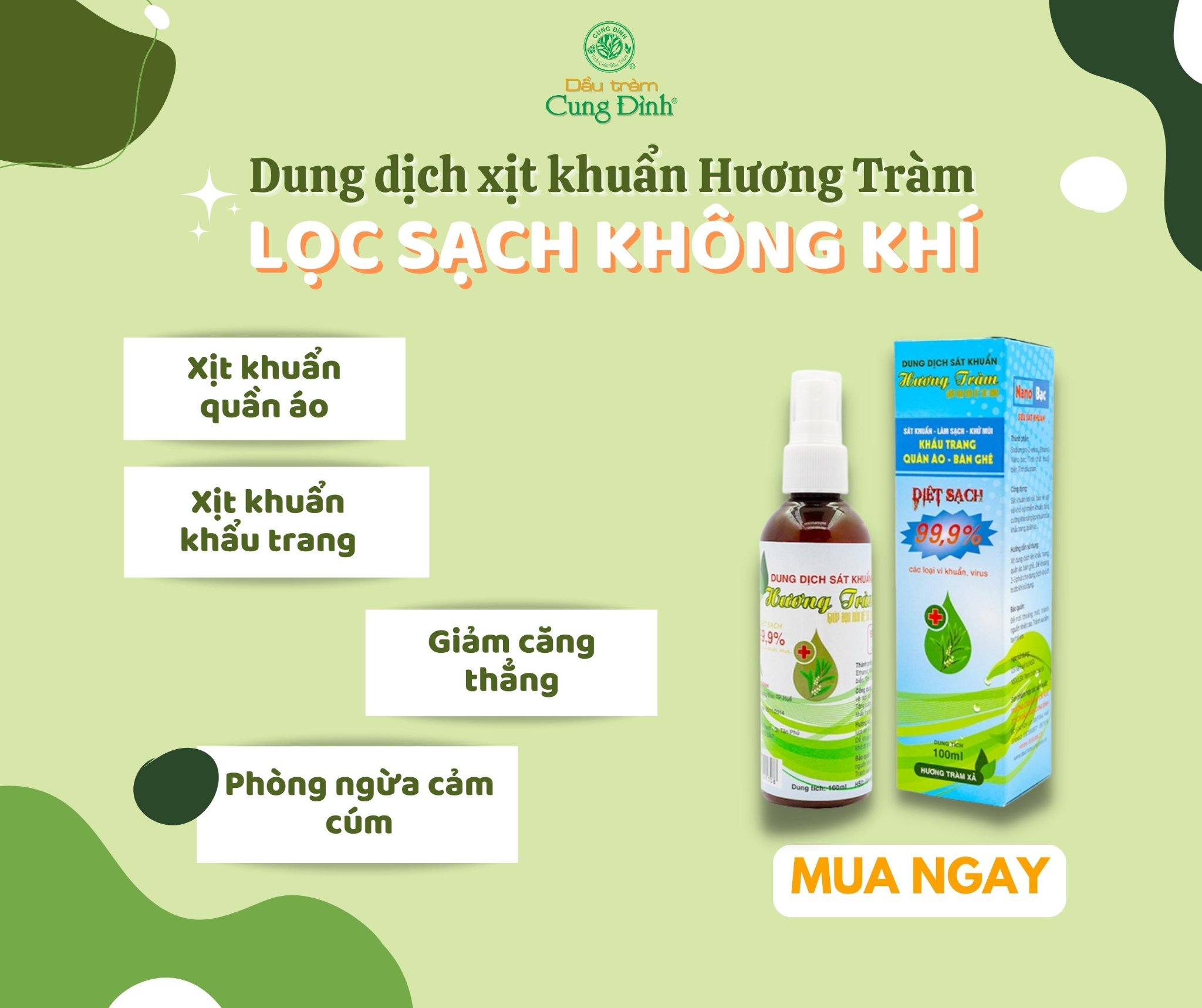 Dung dịch sát khuẩn khẩu trang Hương Tràm (100ml)