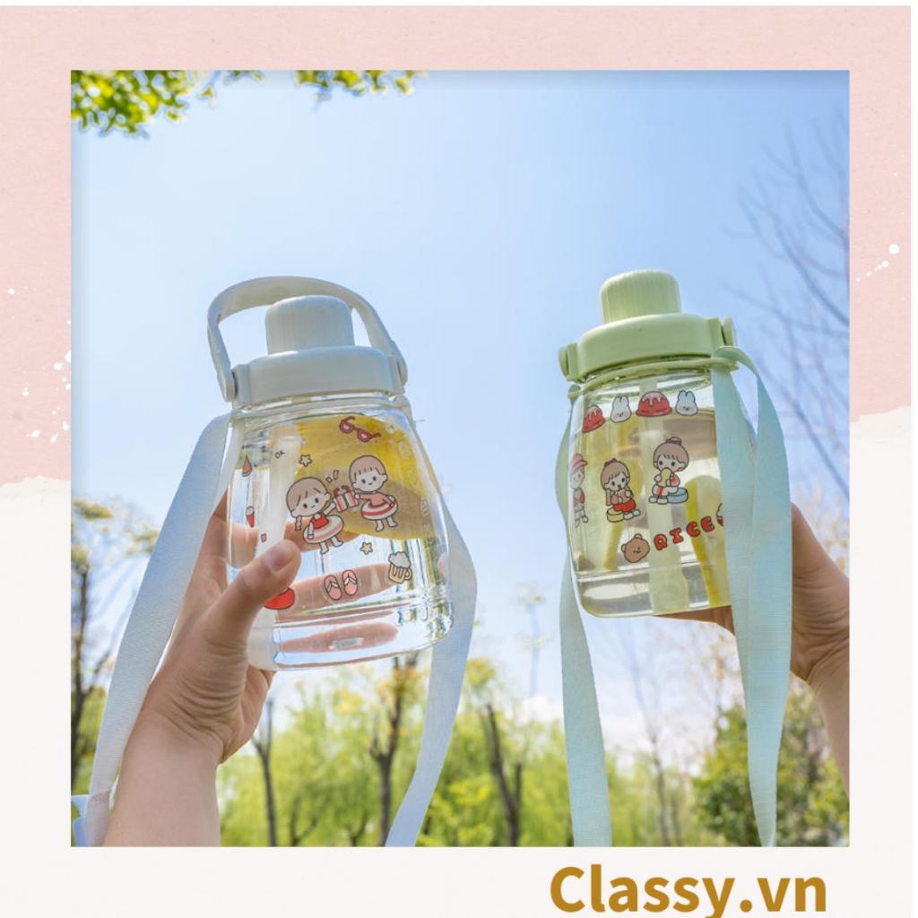 Bình đựng nước 1L Classy có ống hút tiện lợi, họa tiết hoạt hình dễ thương PK1096