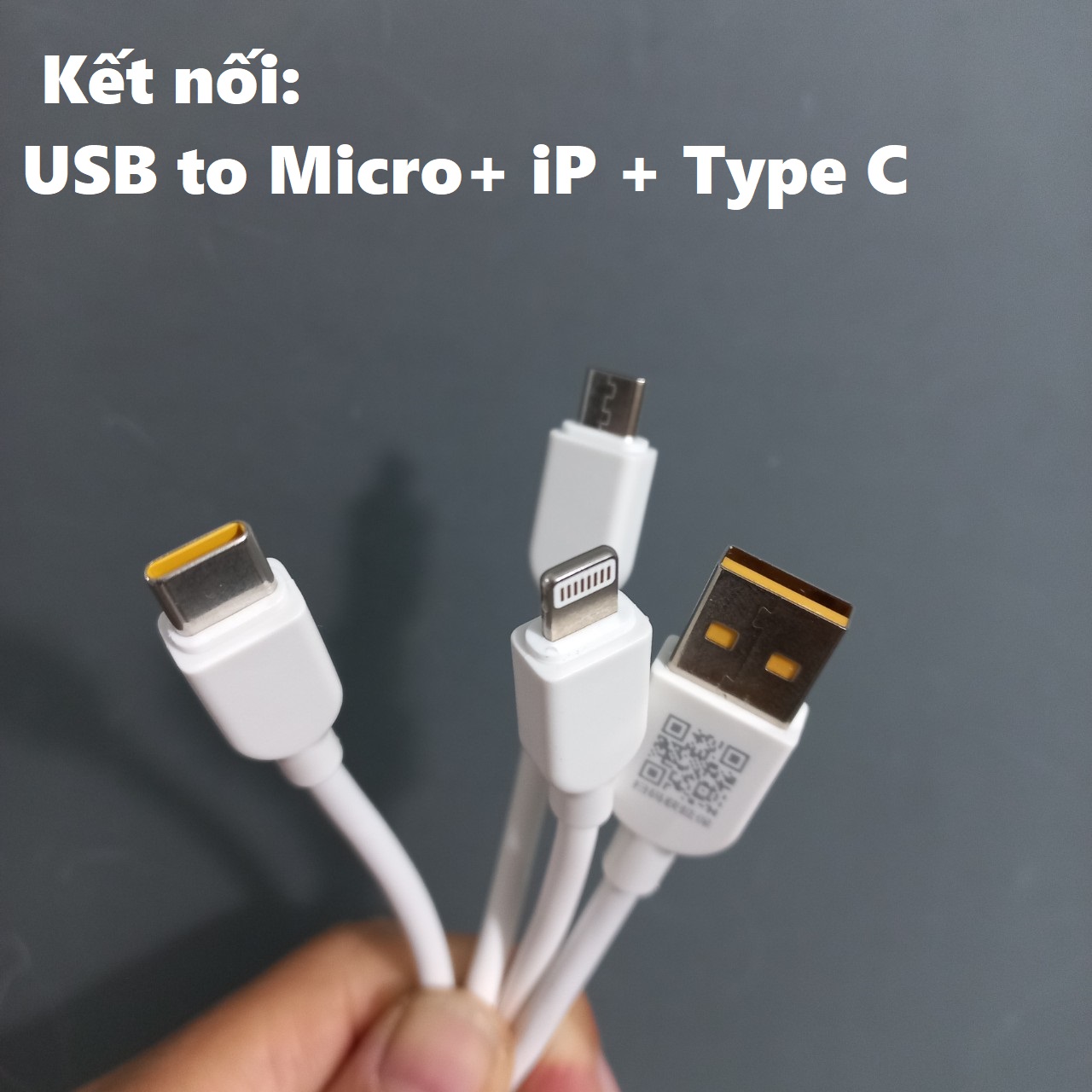 Cáp sạc nhanh 3 đầu Usb to M+C+iP dòng sạc 6A Pisen AP17 1.2 mét _ hàng chính hãng