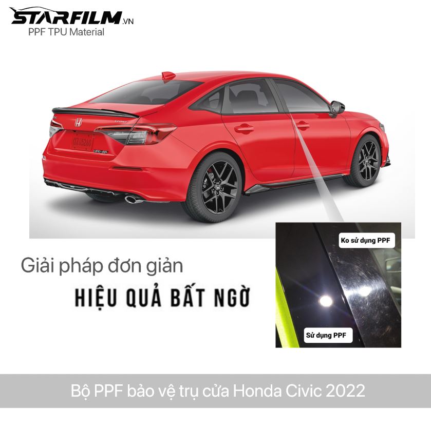 Honda Civic 2022 PPF TPU Trụ bóng chống xước tự hồi phục STARFILM