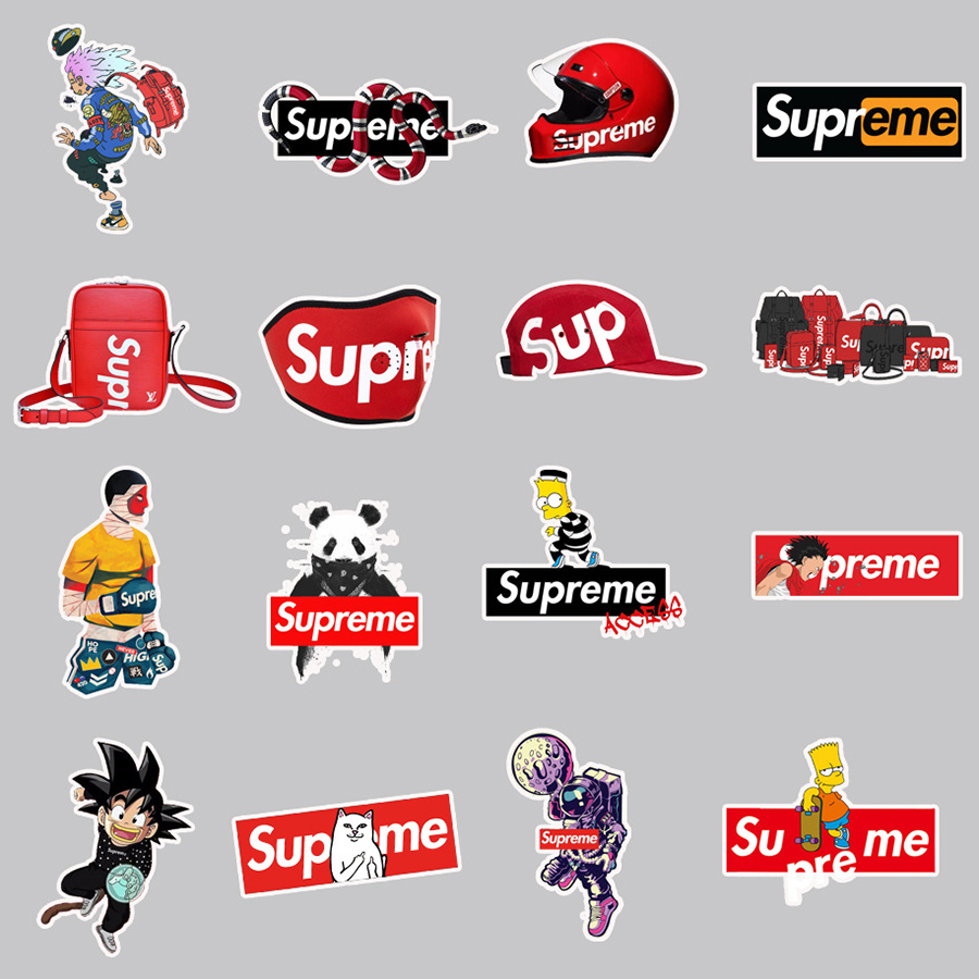 Bộ 50 Miếng Dán Sticker Supreme Hoạt Hình