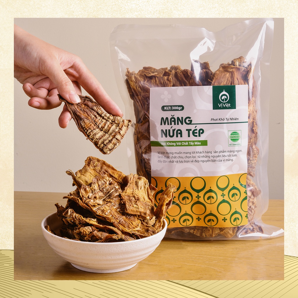 Măng Nứa Tép khô Tây Bắc VỊ VIỆT , Gói 300 gam, 100% măng nứa tép phơi khô, không chất bảo quản