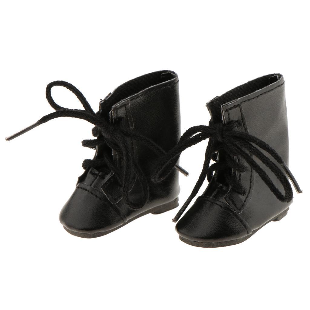 2xFashion Shoes Lace up Boots for 14'' Wellie Wisher Doll Black