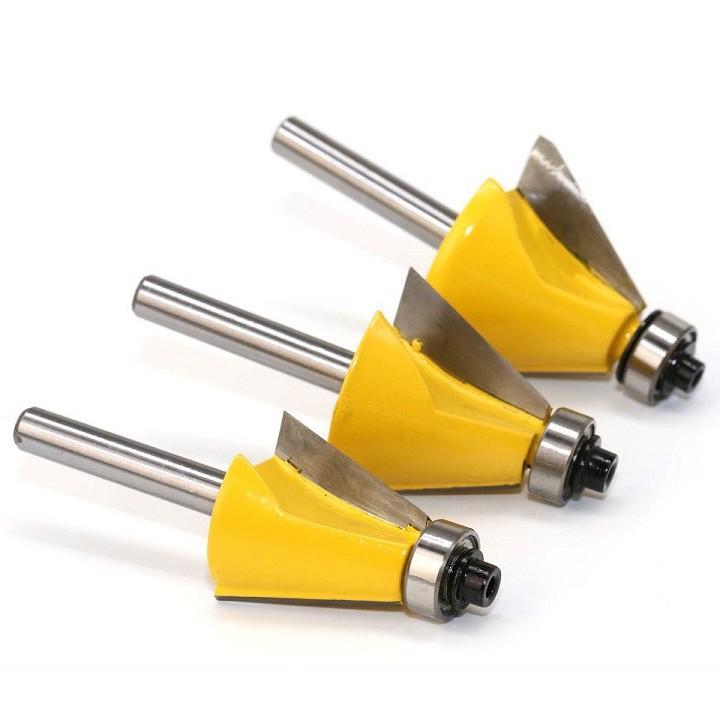 Bộ 3 mũi phay gỗ vát góc chéo 15 độ , 22,5 độ , 30 độ
