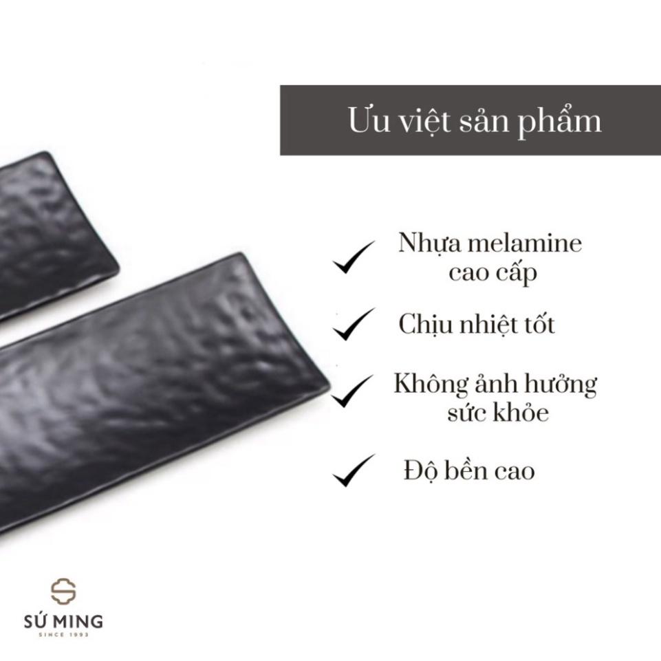 Đĩa Chữ Nhật màu đen Nhựa Melamine cao cấp Dùng trong gia đình Hàng, nhà hàng , thứ decor thông minh , đồ g