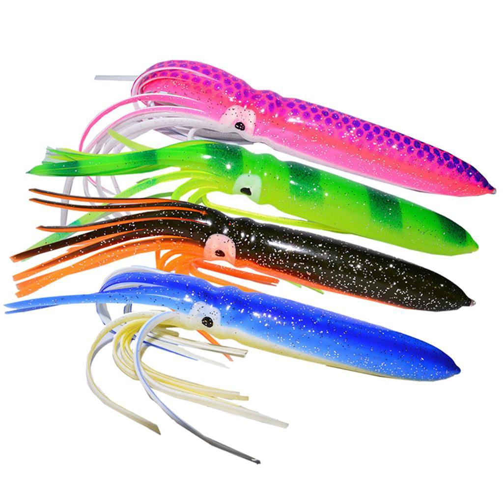 2PCS Fishing Lures Octopus Squid Skirt Bait Trolling Soft Lure Set, 18cm, 15g, Available in 4 Colors