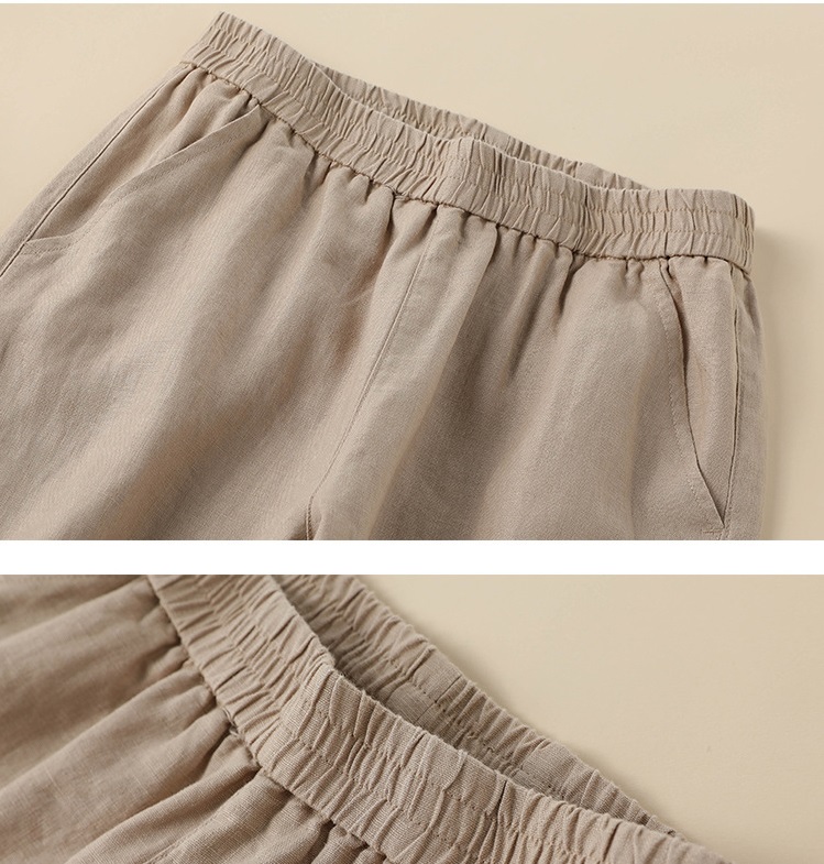 Quần linen suông nữ cạp chun ,quần nữ đi biển mặc thoáng mát ,dễ phối QD08