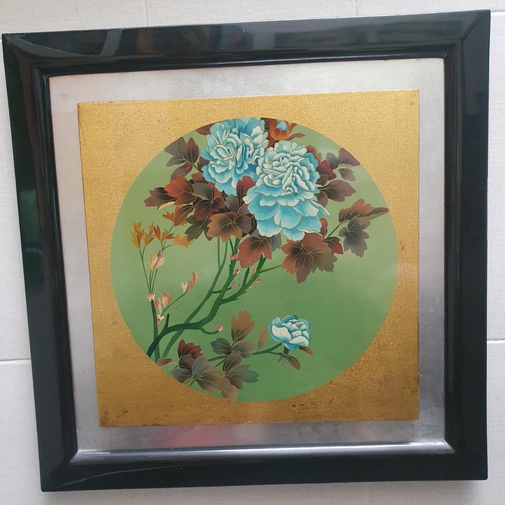 Tranh sơn mài hoa mẫu đơn cao cấp 80x80 cm có khung sơn mài đẹp 57x57 cm