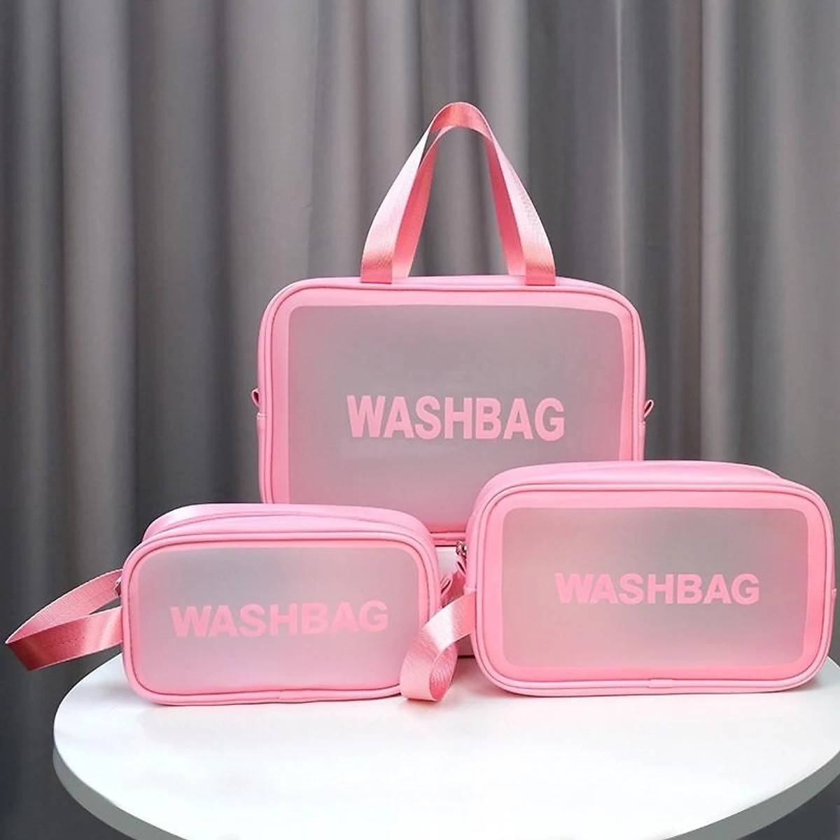 Sét 3 túi đựng mỹ phẩm trong suốt mẫu mới, sét 3 túi mỹ phẩm washbag - Hàng chính hãng