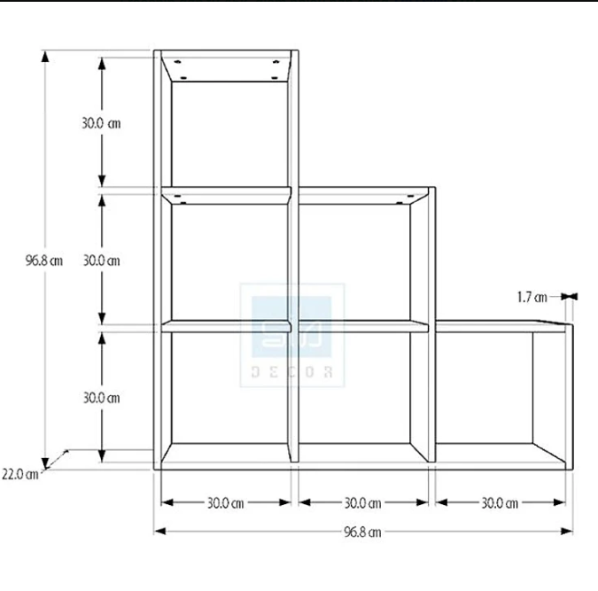 Kệ Sách Treo Tường Pilot Tundo CTKT201 KT 96,8x96,8x22 cm