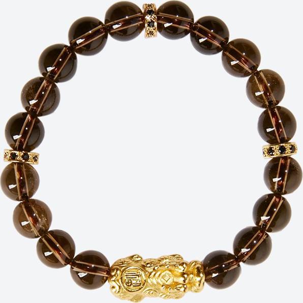 Vòng tay thạch anh ám khói mix tỳ hưu bọc vàng 24k Ngọc Quý Gemstones
