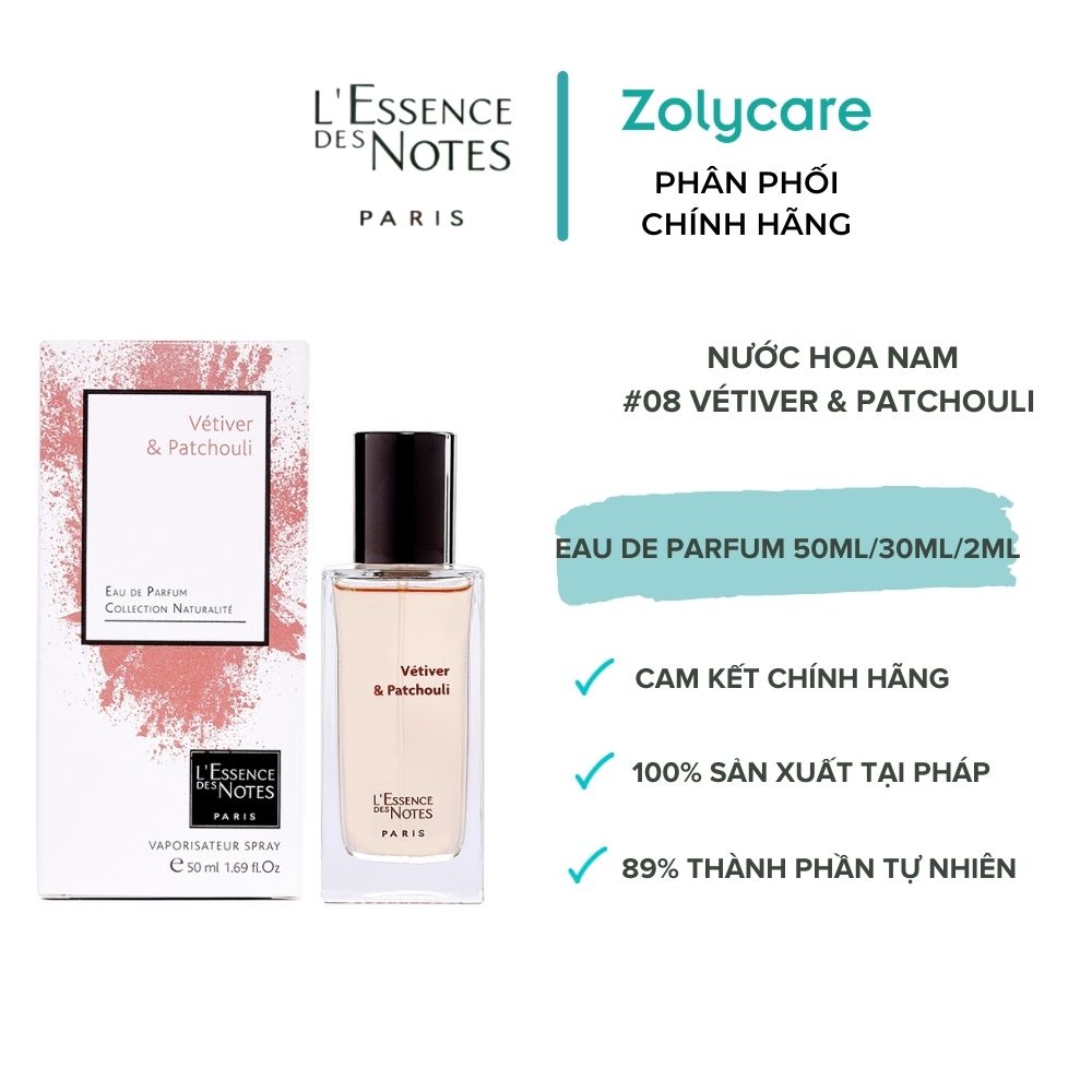 Nước Hoa Nam L'Essence des Notes Vetiver &amp; Patchouli #08 Confidience 30ml/50ml