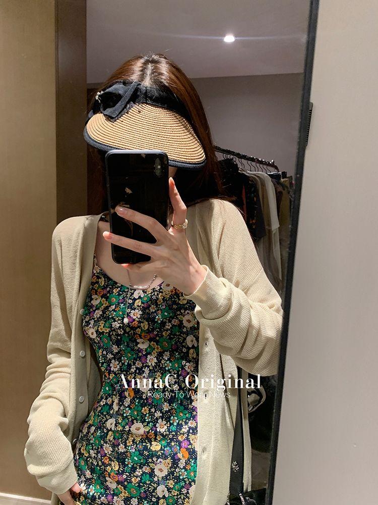 DONGSHOP 2023 Mùa hè Hàn Quốc cổ điển sling váy hoa mảnh đầm thiết kế phụ nữ nhỏ v cổ khí chất một từ váy ngắn