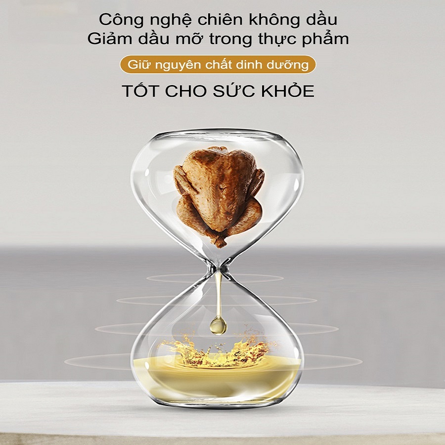 Nồi chiên không dầu cỡ nhỏ 3.5L, điều chỉnh xoay cơ dễ dàng - Màu đen